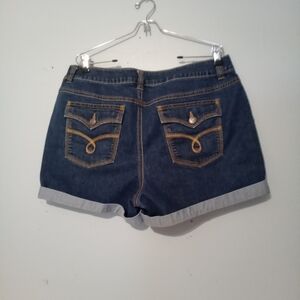 Cato Dark Blue Jean Shorts‎ with Tan Stitching